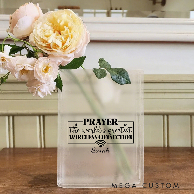 Personalized Prayer the World's Greatest Wireless Connection Bookend Vase with Name Aesthetic Room Decor Baptism Birthday Gift for Christians