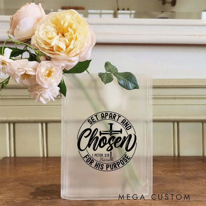 Personalized Set Apart and Chosen 1 Bookend Vase with Name Aesthetic Room Decor Baptism Birthday Gift for Christians