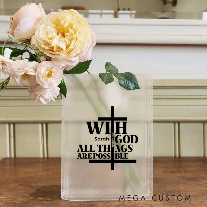 Personalized With God All Things Are Possible Matthew 19:26 Bookend Vase with Name Aesthetic Room Decor Baptism Birthday Gift for Christians
