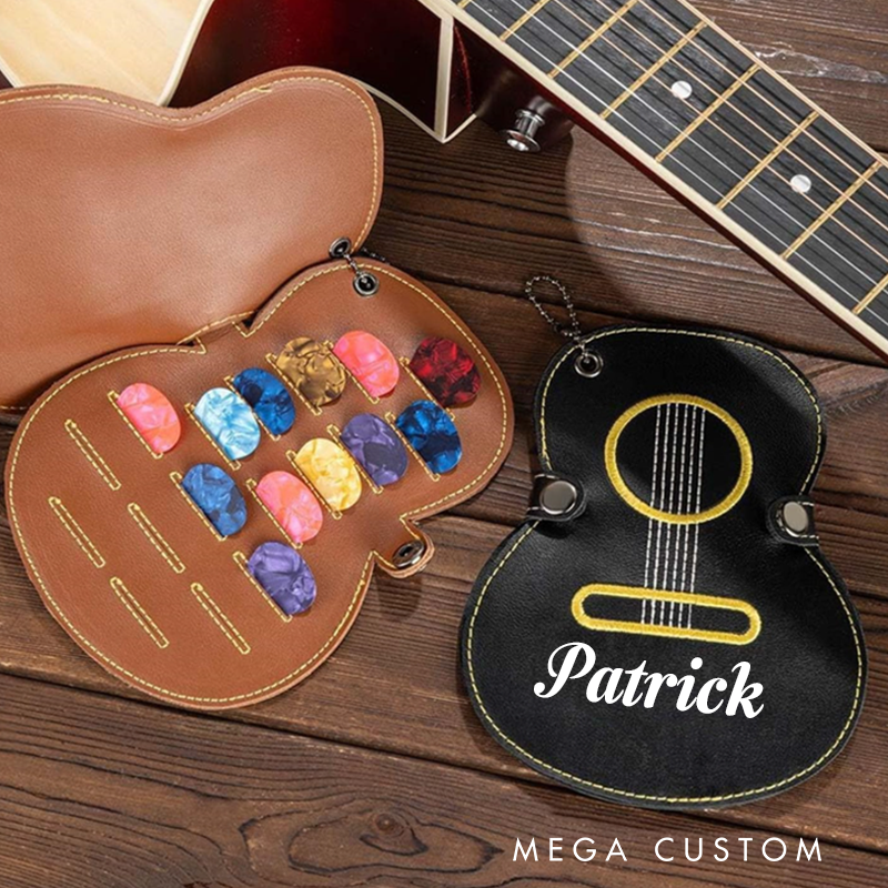 Personalized Leather Pick Bag Guitar Pick Leather Case Pick Storage Bag Gift for Music Lovers