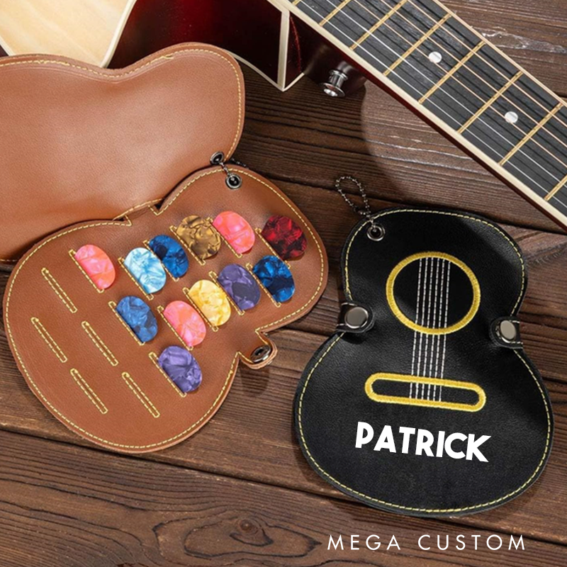 Personalized Guitar Pick Holder Custom Guitar Pick Leather Case Great Gift for Guitarists Music Lovers