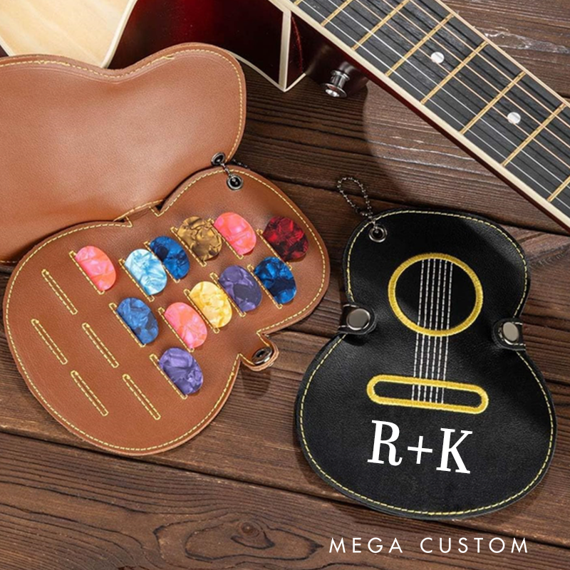 Personalized Guitar Pick Holder Custom Guitar Pick Leather Case Leather Guitar Pick Holder Guitar Pick Sleeve Case Pick Holder Bag
