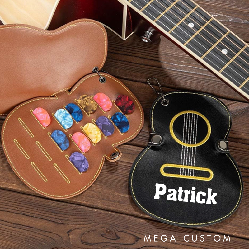 Personalized Guitar Pick Bag Perfect Gift for Guitar Player Custom PU Leather Guitar Bag Music Lover Gift Guitar Picks Holder