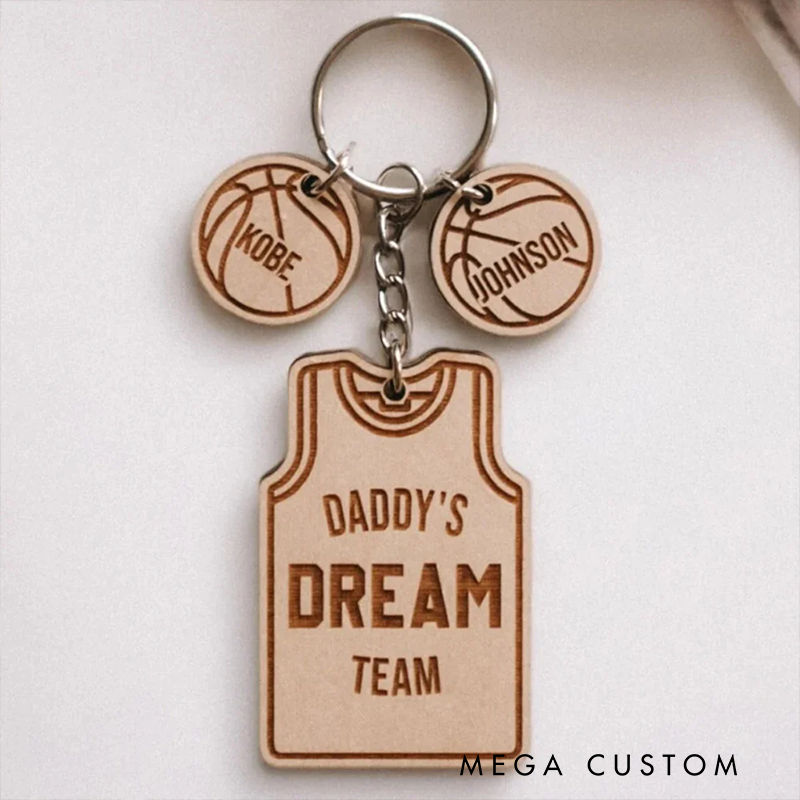 Personalized "Daddy's Dream Team" Keychain with Custom Names