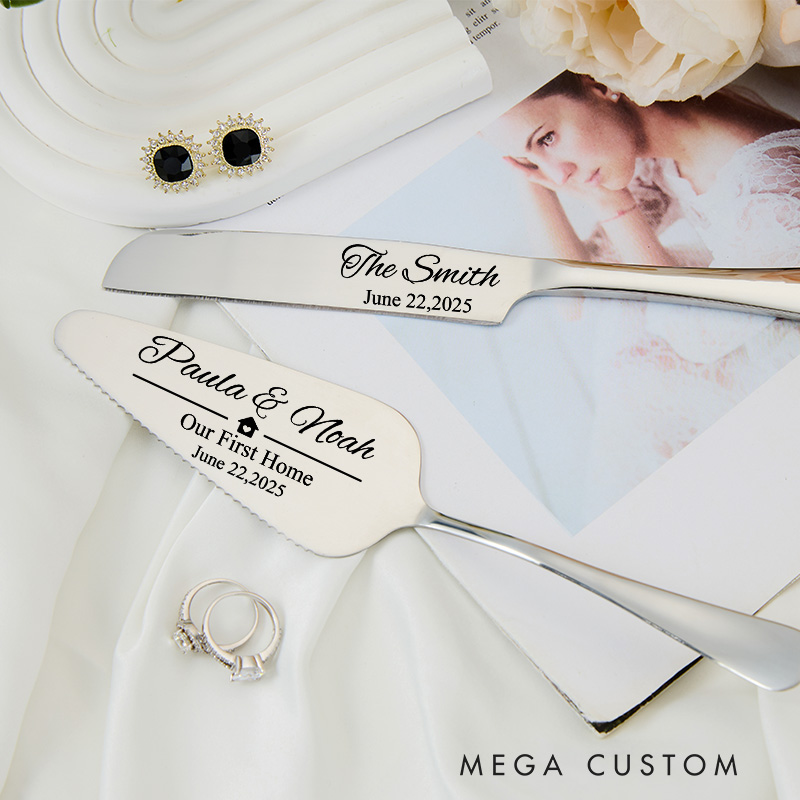 Personalized Cake Knife and Server Set Wedding Cake Knife Set Our First Home Gift Housewarming Gift New Home Dining Accessories