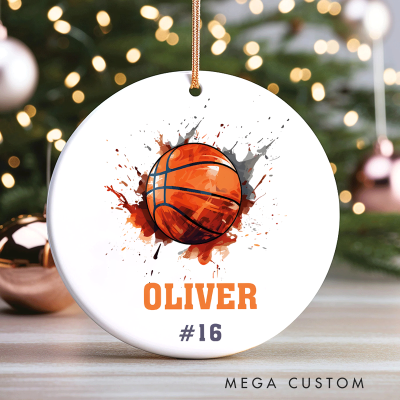 Personalized Basketball Ornament with Custom Name and Number