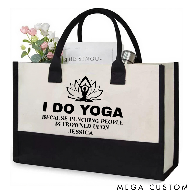 Personalized Yoga Tote Bag with Funny Yoga Quote Pilates Bag Meditation Bag Perfect for Yoga Gym and Daily Use