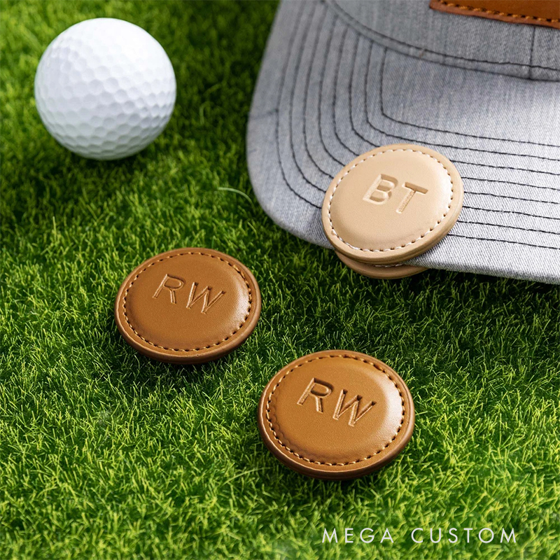Personalized Leather Golf Ball Marker with Custom Initials 