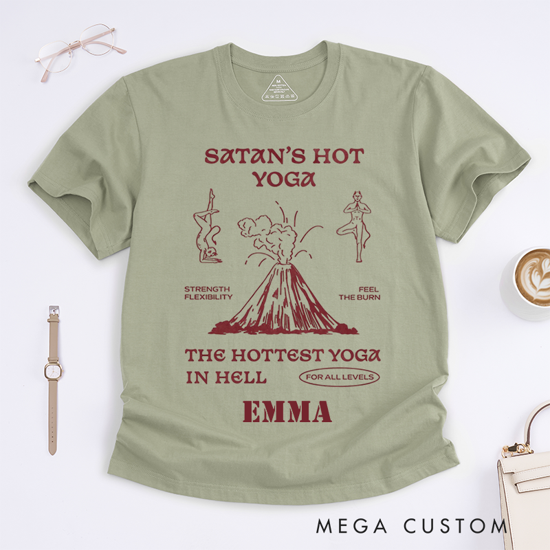 Personalized Satan Hot Yoga Doodle Style T-Shirt Strength Flexibility Yoga T-Shirt Funny Yoga Gift T-Shirt Yoga Lover T-Shirt