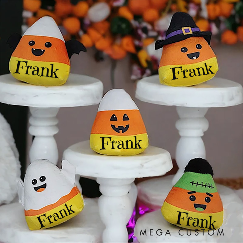 Personalized Candy Corn Plush Halloween Plush Candy Corn Stuffed Animal Candy Corn Pillow Trick or Treat Gifts