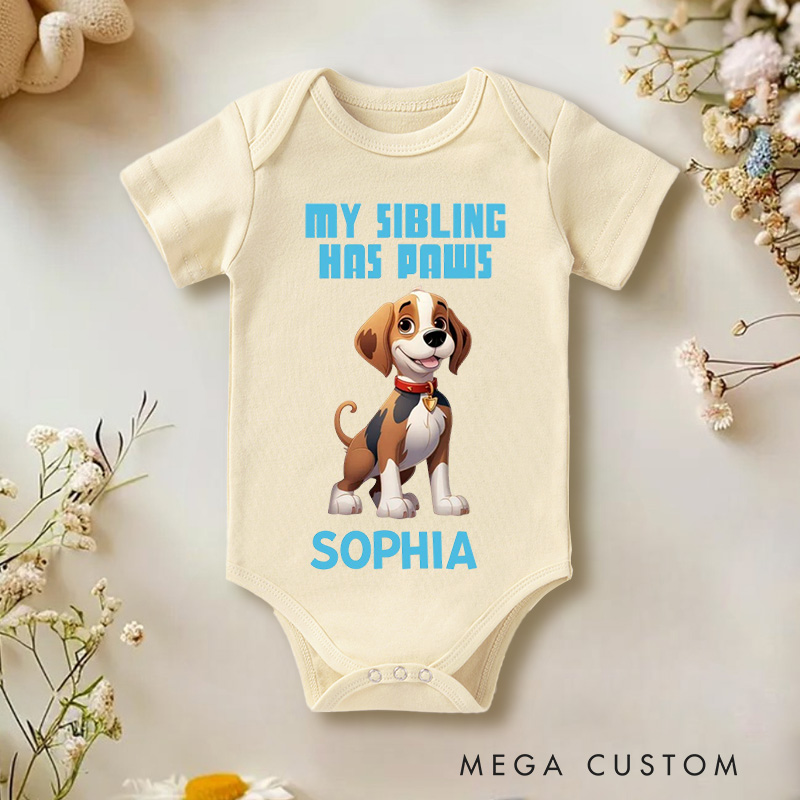 Personalized Adorable Pet Sibling Celebration with Cute Canine Companion Theme for Little Ones Baby bodysuit