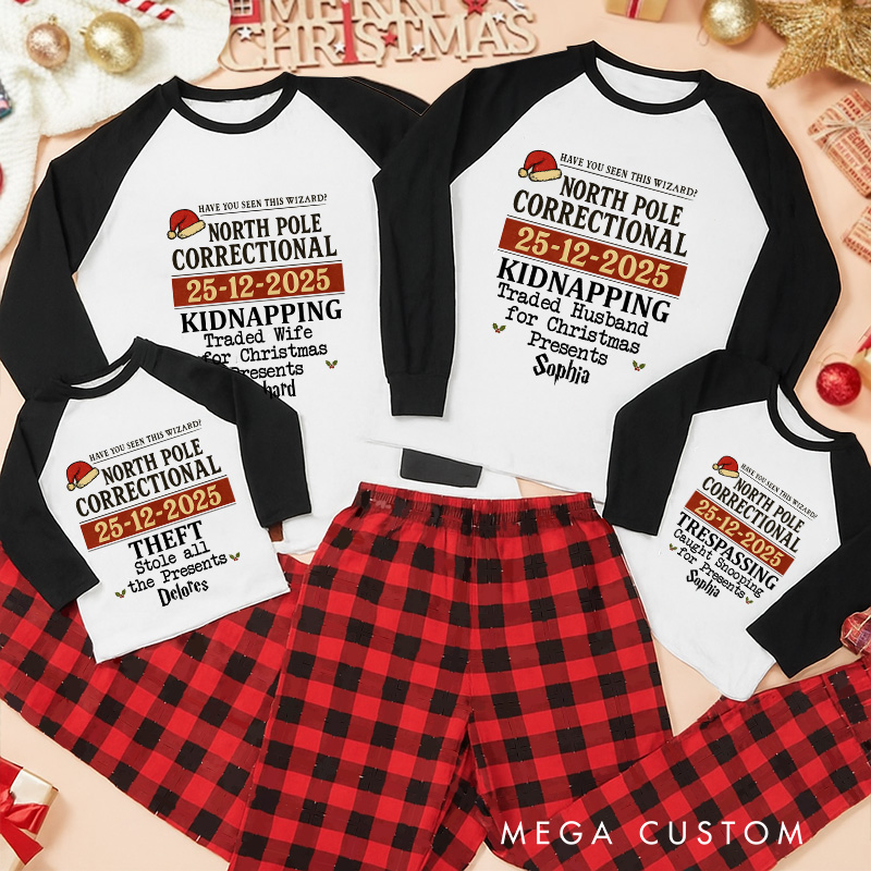 Personalized Magic Inspired North Pole Correctional Christmas Family Matching Pajamas Family Name Shirts Movie Holiday Shirt