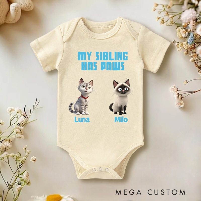 Personalized Cute Feline Family Bond with Adorable Cat Sibling Theme for Little Ones Baby Bodysuit