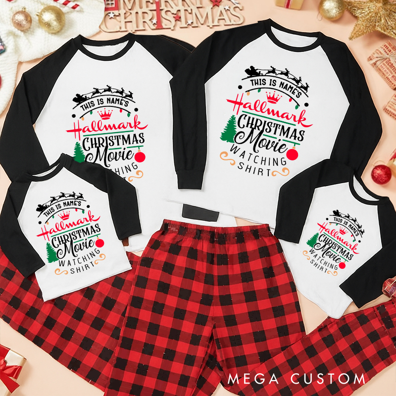 Personalized Classic Christmas Movie Inspired Movie Watching Christmas Family Matching Pajamas Family Name Shirts Movie Holiday Shirt