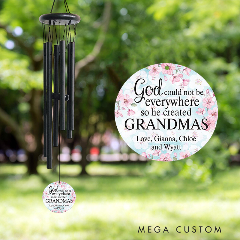 Personalized God Couldn't Be Everywhere Wind Chime with Name Garden Outdoor Decoration Religious Gift Christian Gift for Grandmas