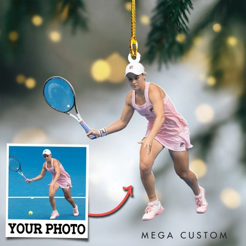 Personalized Acrylic Christmas Tennis Ornament with Custom Photo Design