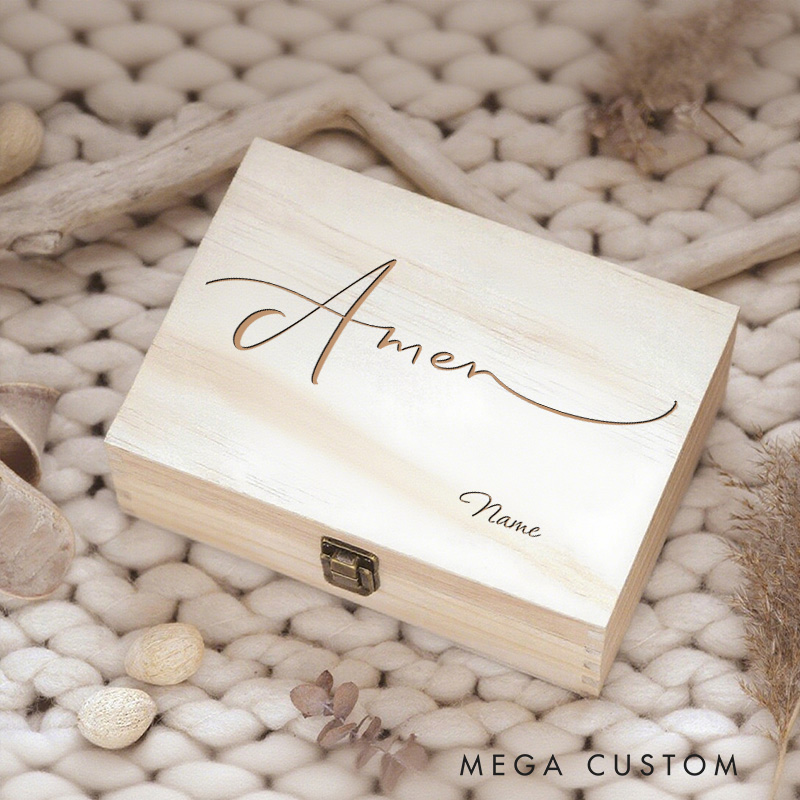 Personalized Amen Wooden Keepsake Box with Name Religious Gift Christian Gift Faith Gift