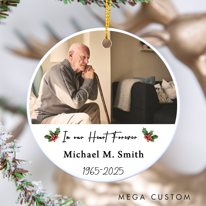 Personalized Photo Memorial Ornament In Our Hearts Forever Christmas Ornament Remembrance Ornament