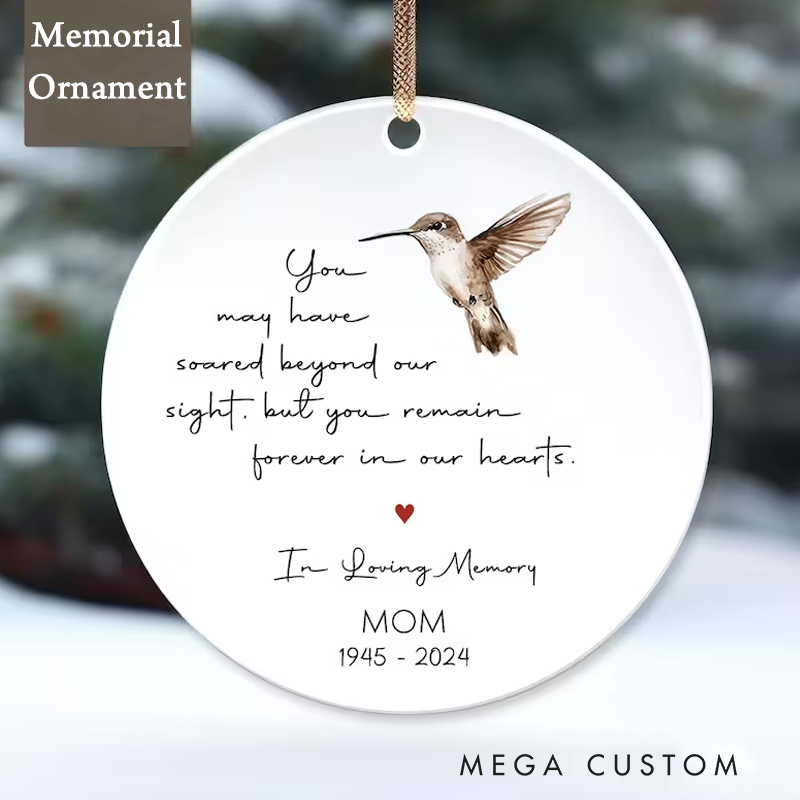 Personalized Memorial Ornament Custom Sympathy Gift for Family Loss Christmas Loved One Memory Hummingbird Ornament