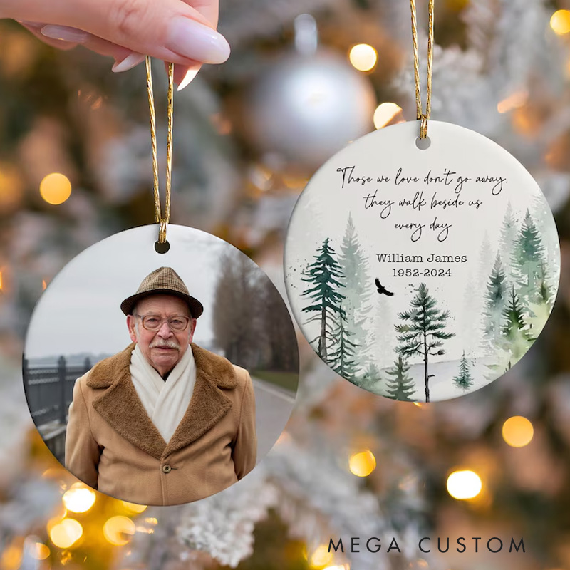 Personalized Photo Memorial Ceramic Ornament Hawk Remembrance Ornament Loss of Dad Sympathy Gift Memorial Ornament for Loved One