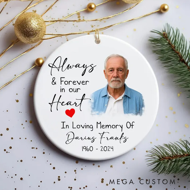 Personalized Photo Memorial Ornament Remembrance Ceramic Ornament for Loss of Loved One Ornament Funeral Ornaments
