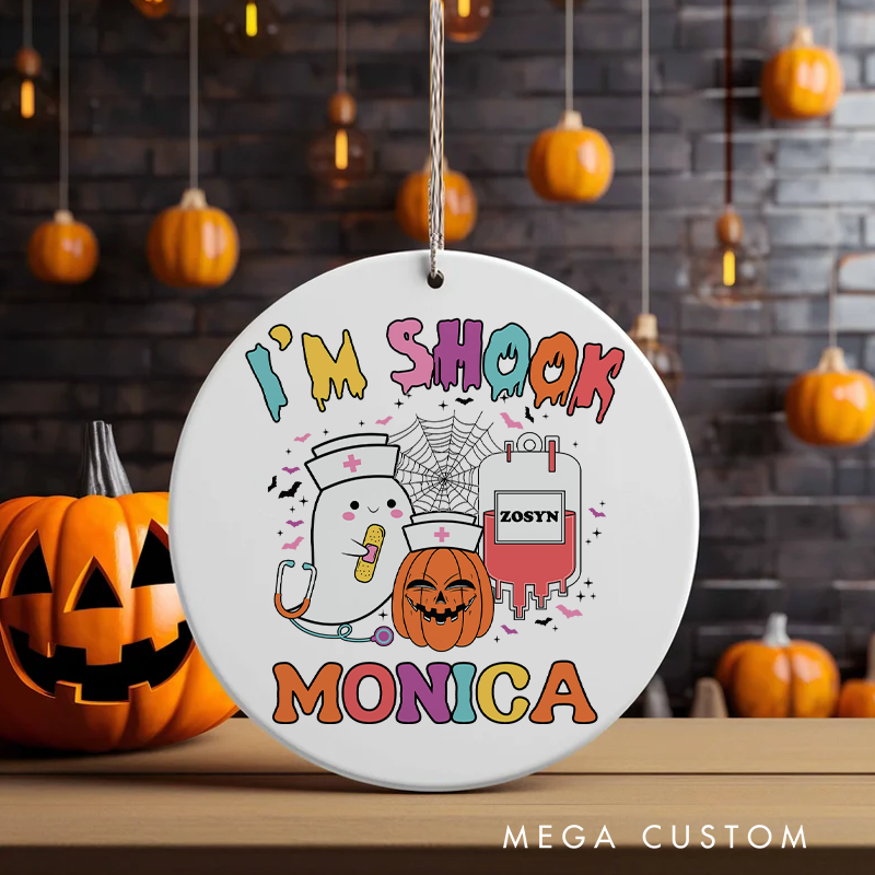 Personalized Nurse Halloween Ornament I'm Shook Design Ornament 