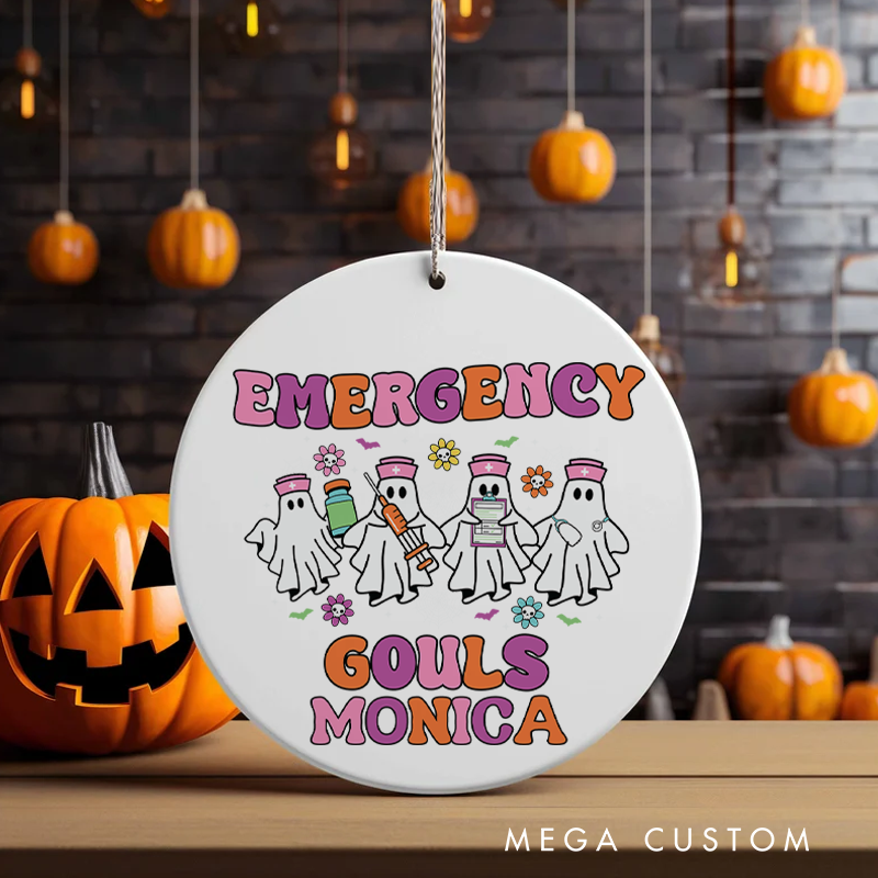 Personalized Nurse Halloween Ornament Emergency Ghouls Fun Medical Design Ornament 
