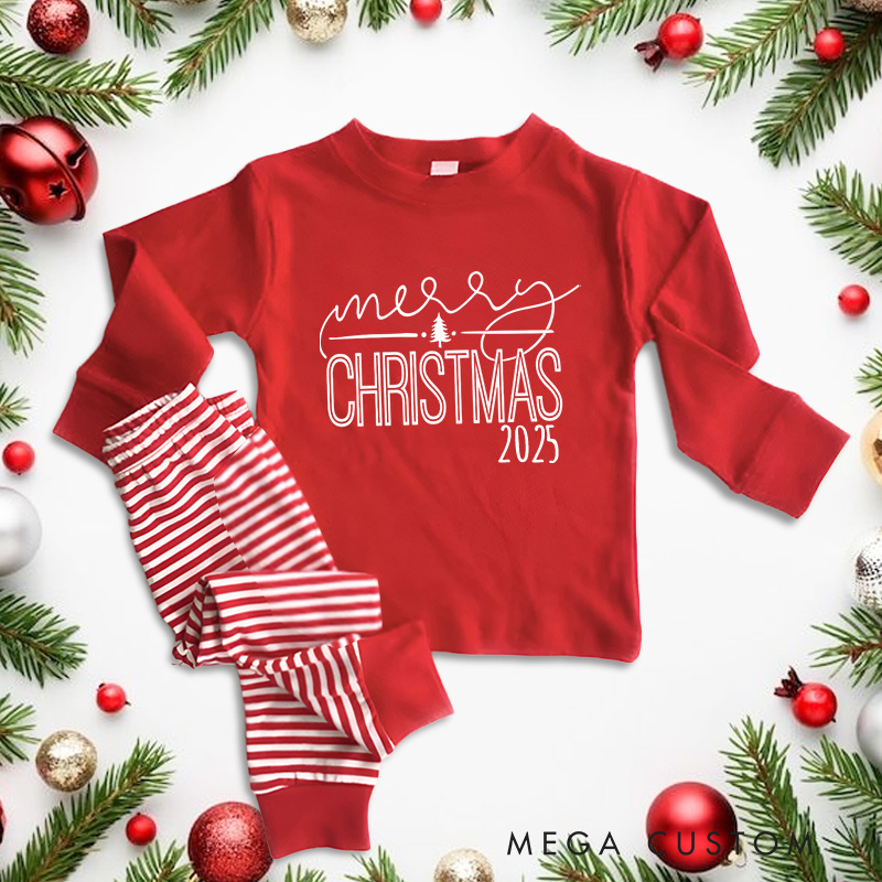 Personalized Merry Christmas Festive Tree Holiday Joy Christmas Pajamas 