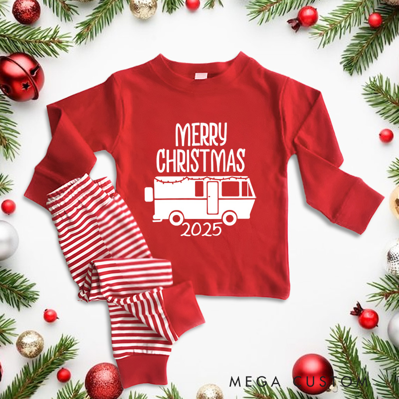 Personalized Merry Christmas Fire Truck Holiday Christmas Pajamas