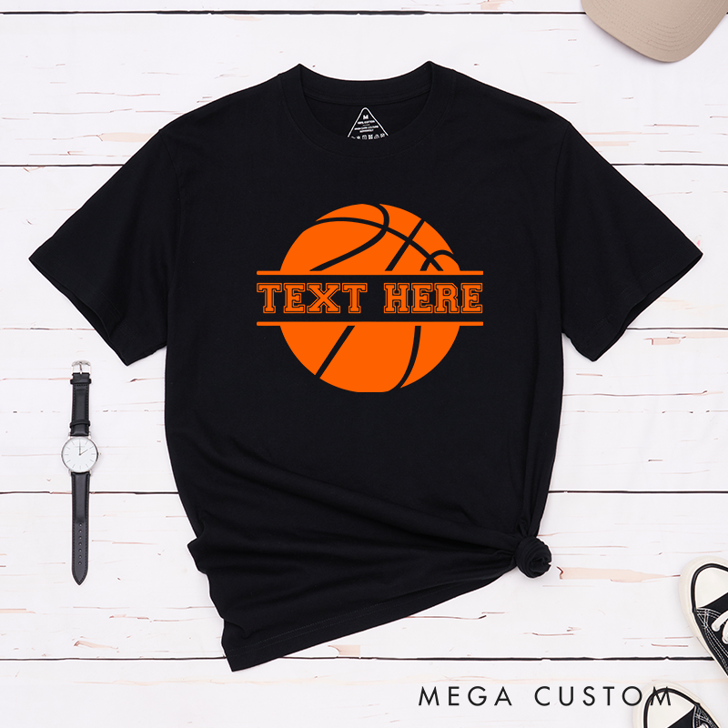 Personalized Basketball T-Shirt with Customizable Text Bold Basketball Graphic Design and Comfortable Fit Perfect for Fans Players and Team Spirit