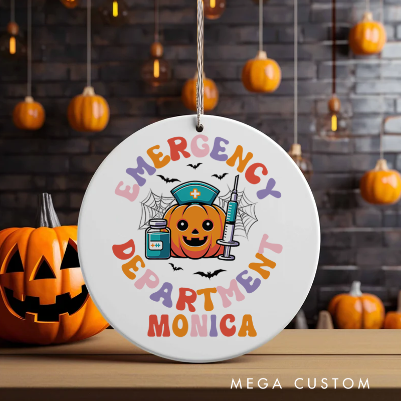 Personalized Nurse Halloween Ornament Emergency Department Design Ornament 