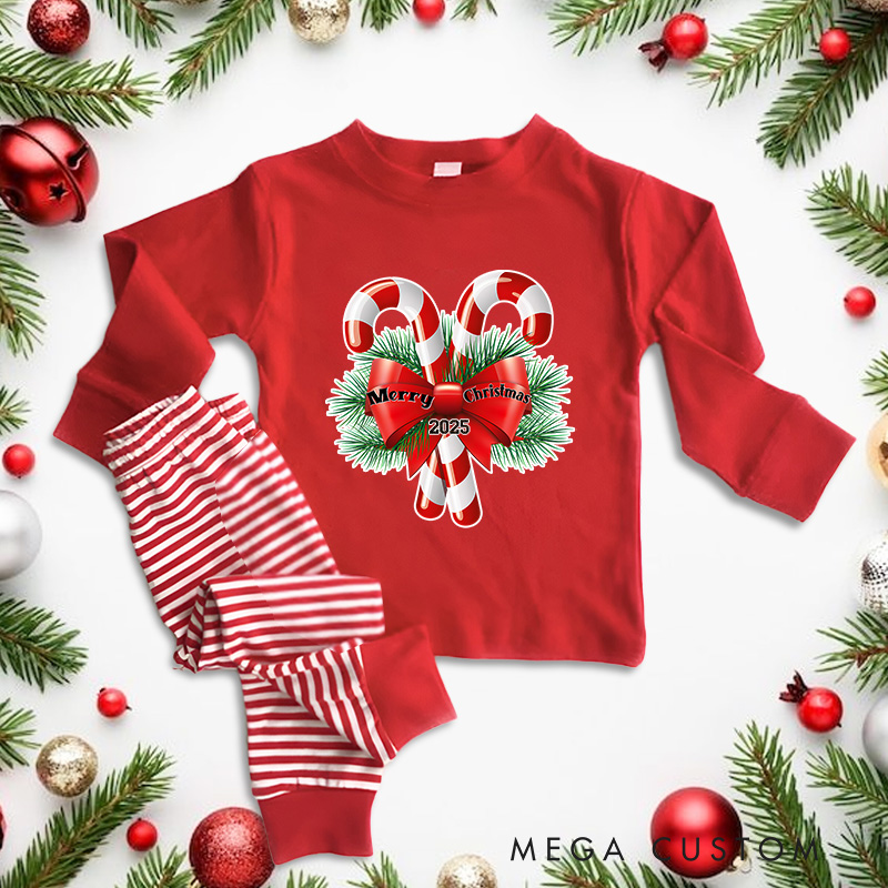 Personalized Cute Candy Cane Tang Christmas Pajamas