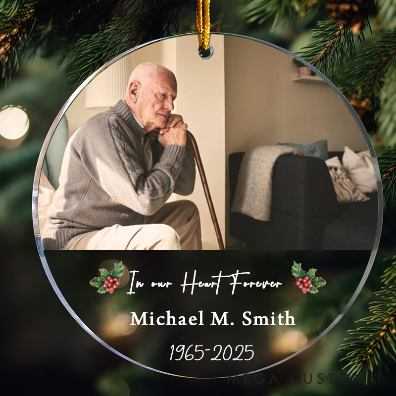 Personalized Memorial Ornament in Our Heart Forever Christmas Ornament Sympathy Gifts for Loss of Loved Ones