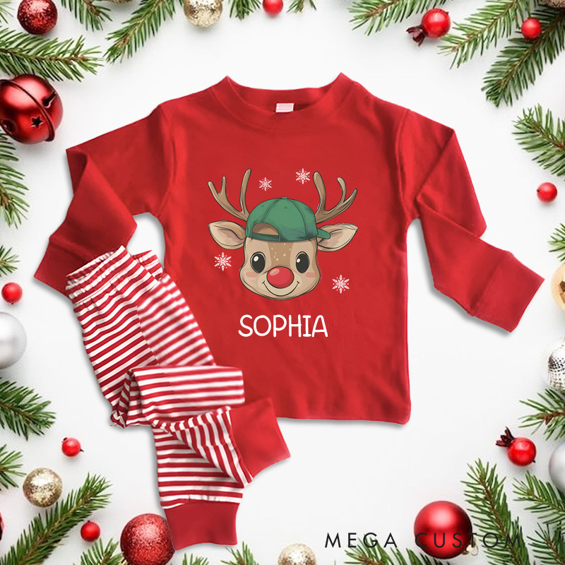Personalized Reindeer Name Christmas Pajamas Cute Holiday Gift