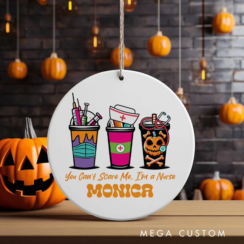 Personalized Nurse Halloween Ornament You Can't Scare Me I'm a Nurse Design Ornament 