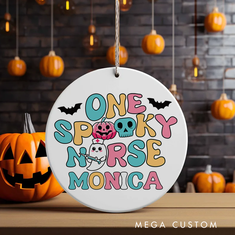 Personalized Nurse Halloween Ornament One Spooky Nurse Design Ornament 