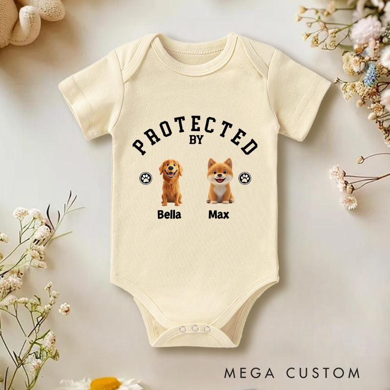 Personalized Playful Canine Guardianship with Adorable Dog Protectors Theme for Infants Baby Bodysuit