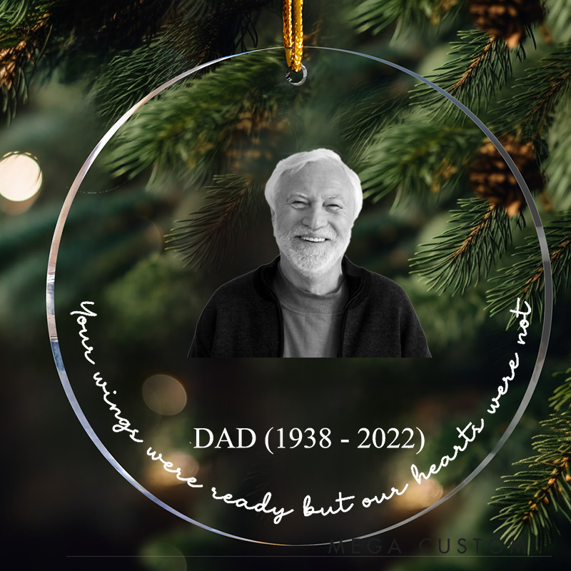 Personalized Memorial Acrylic Ornament Custom Photo Christmas Ornament Sympathy Gift for Loss of Father Condolence Remembrance Gift