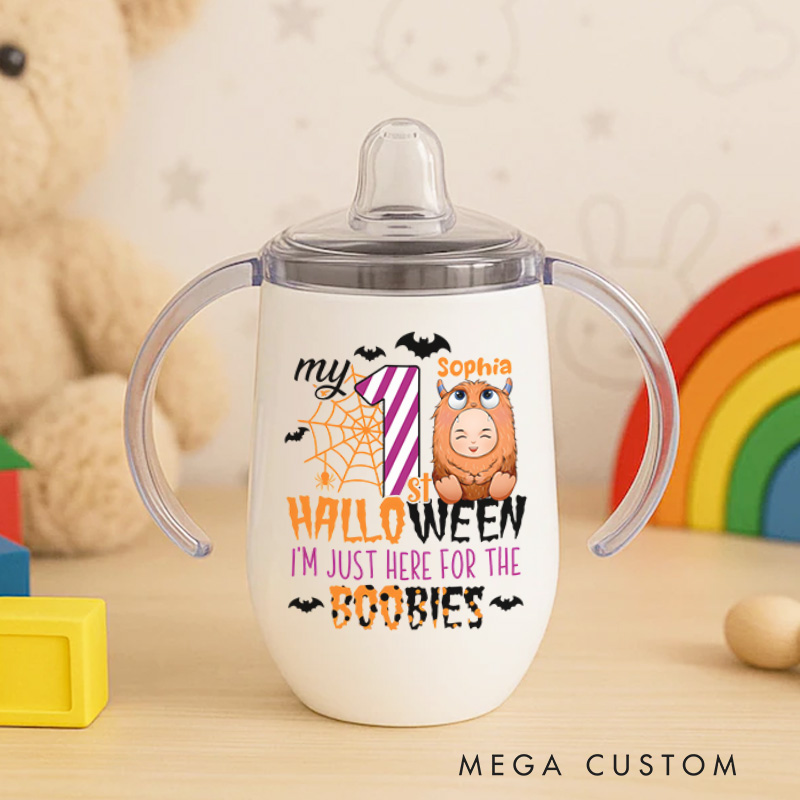 Personalized First Halloween Fun with Playful Costume and Festive Humor for Baby Sippy Cup
