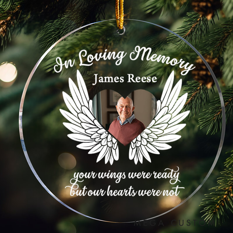 Personalized Photo Memorial Ornament Christmas Bauble In Loving Memory Ornament Angel Wings Keepsake 
