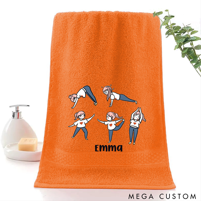 Personalized Yoga Hand Towel with Cute Yoga Pose Design Perfect for Yoga Exercise Relaxation and Wellness