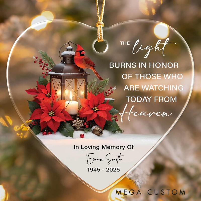 Personalized Memorial Ornament In Loving Memory Ornament Loss of Loved One Christmas Keepsake Cardinal Acrylic Ornament
