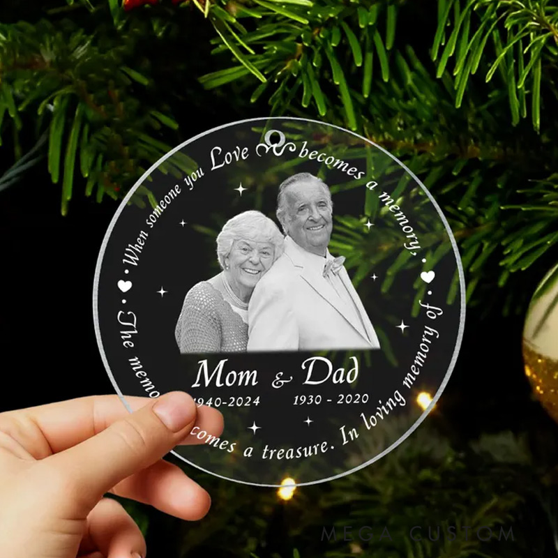 Personalized Memorial Photo Ornament In Loving Memory Ornament for Loss of Parents Christmas Keepsake Acrylic Ornament