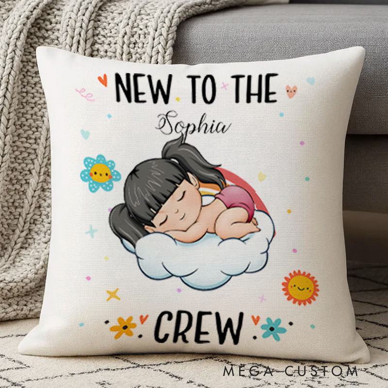 Personalized Adorable New Arrival with Baby Name and Cute Cloud Design for Nursery Pillow
