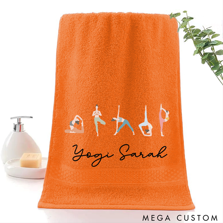 Personalized Yoga Hand Towel with Yoga Pose Design Perfect for Yoga Practice Relaxation and Wellness