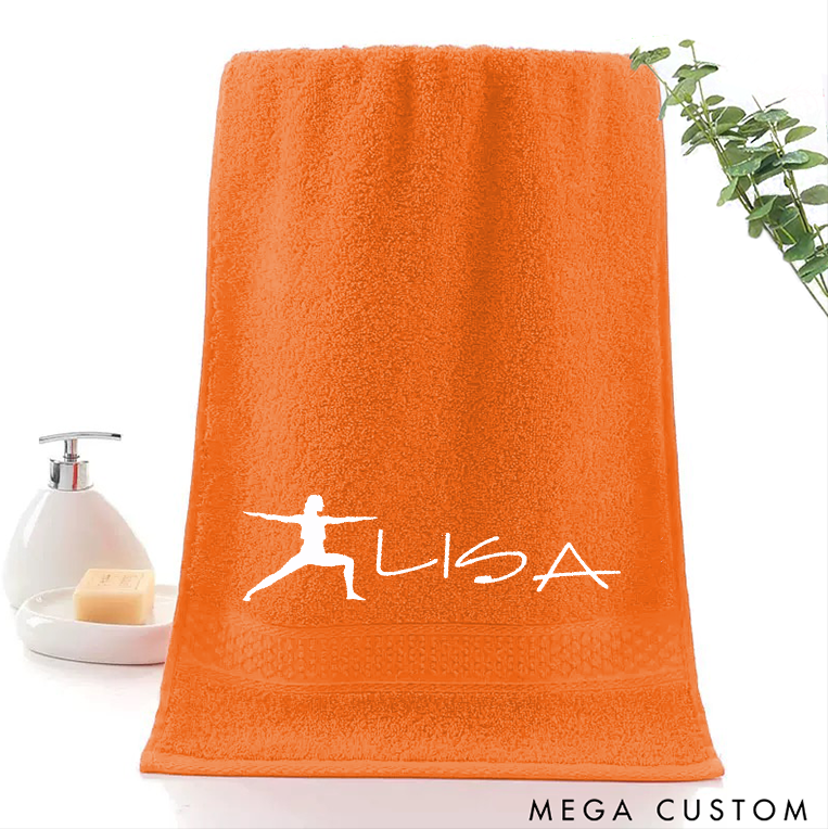 Personalized Yoga Hand Towel with Warrior Pose Design Perfect for Yoga Meditation and Relaxation