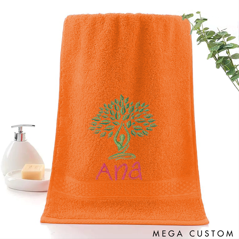 Personalized Yoga Hand Towel with Tree Pose Design Perfect for Yoga Meditation and Wellness Practices