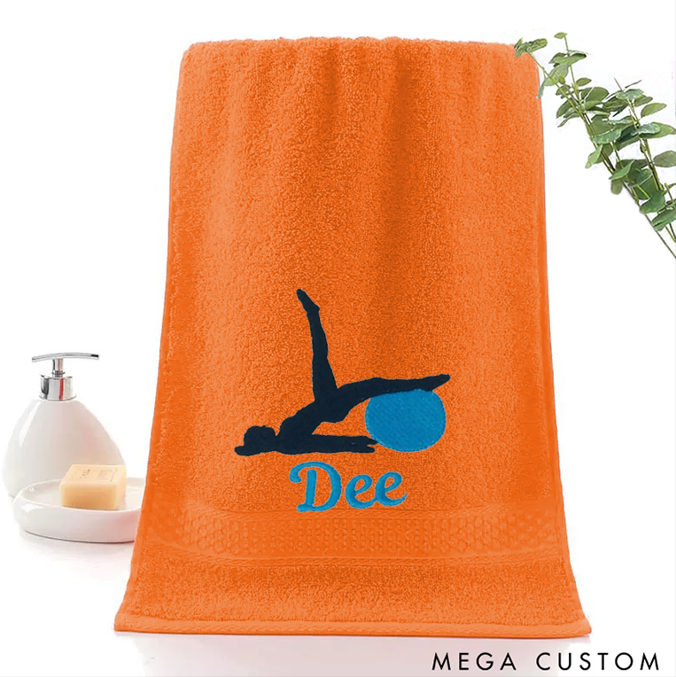 Personalized Yoga Hand Towel with Fitness Ball Design Sports Towel Perfect for Yoga Pilates and Workout Sessions