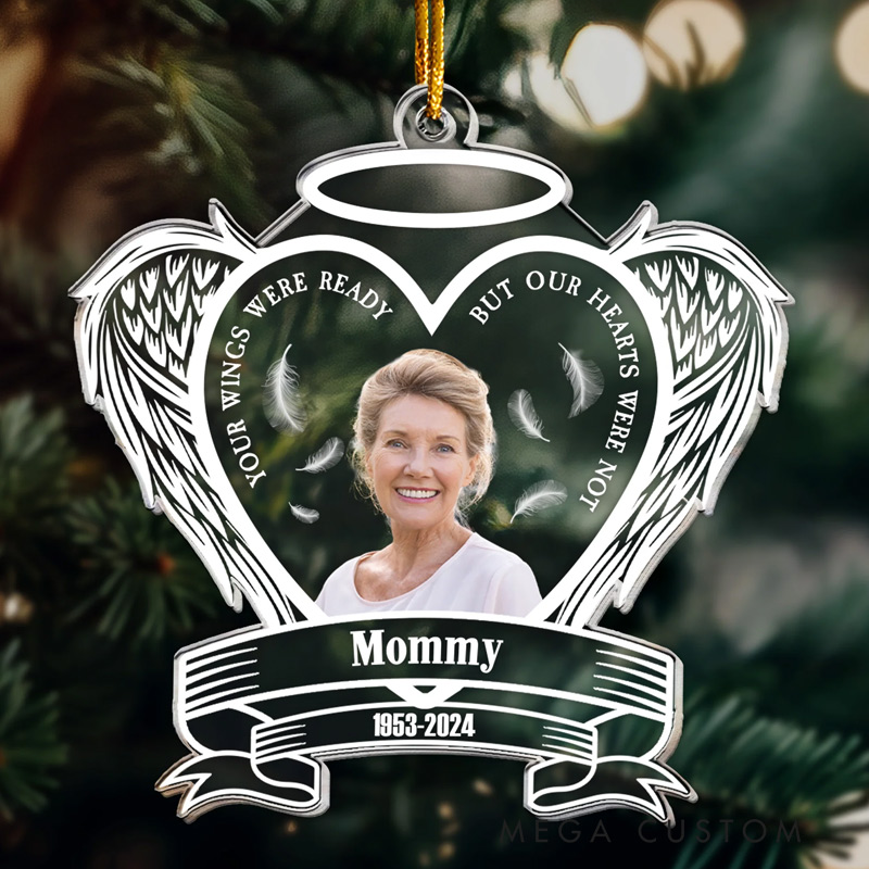 Personalized Memorial Photo Ornament Memorial With Wings Christmas Ornament Custom Acrylic Ornament