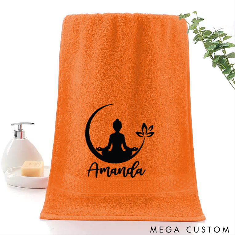 Personalized Yoga Hand Towel with Meditation Design Perfect for Yoga Meditation and Relaxation